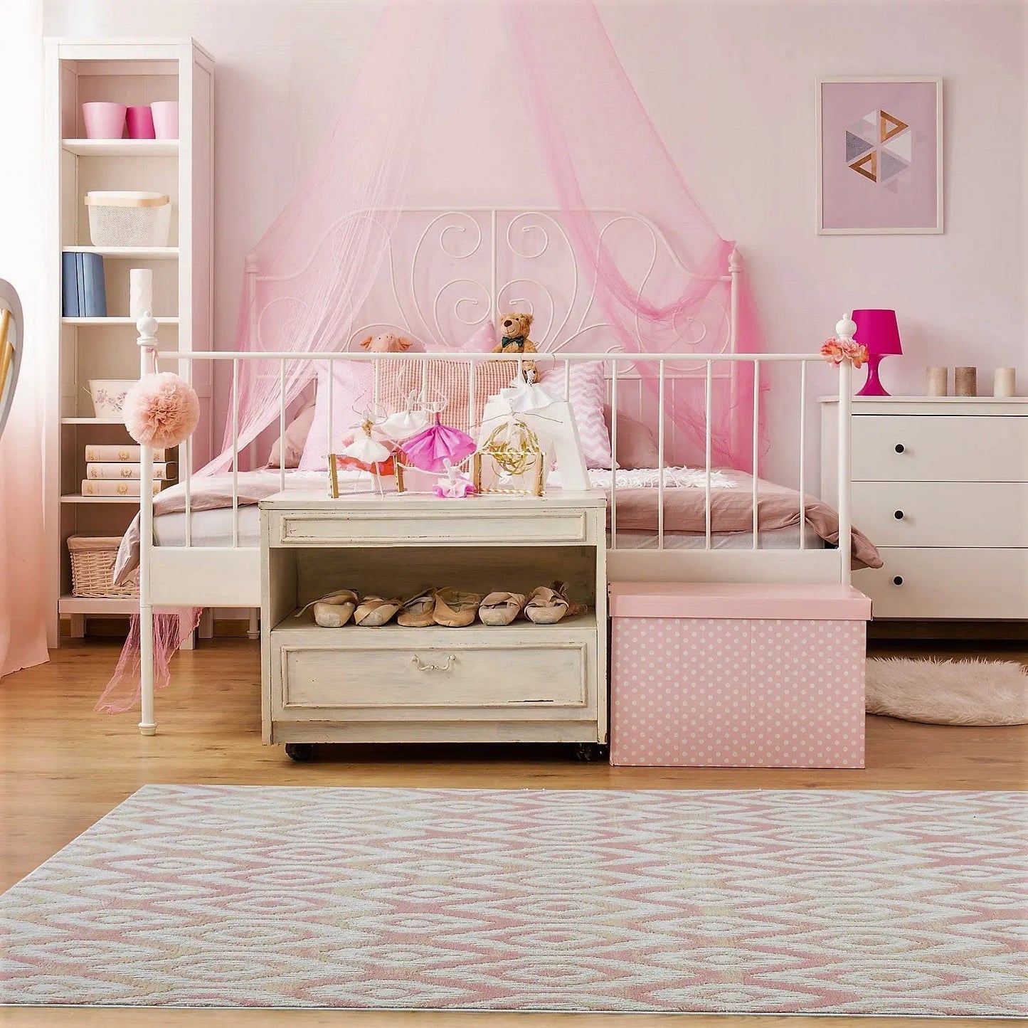 Mercury Cream Baby Pink Area Rug -