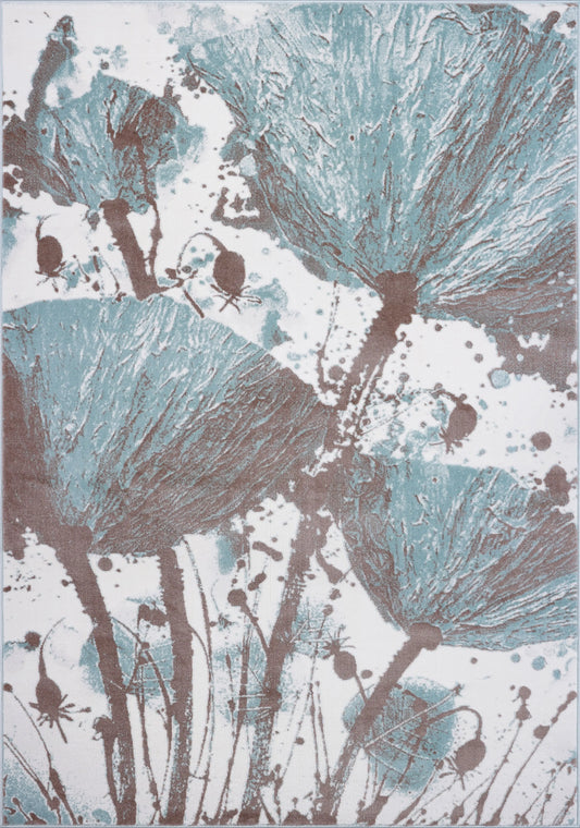 Light Blue Cream Area Rug