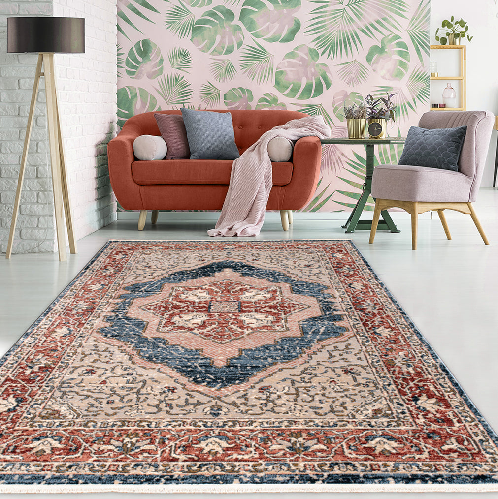 red blue traditional oriental area rug for living room bedroom 4x6, 4x5 ft Small Carpet, Home Office, Living Room, Bedroom