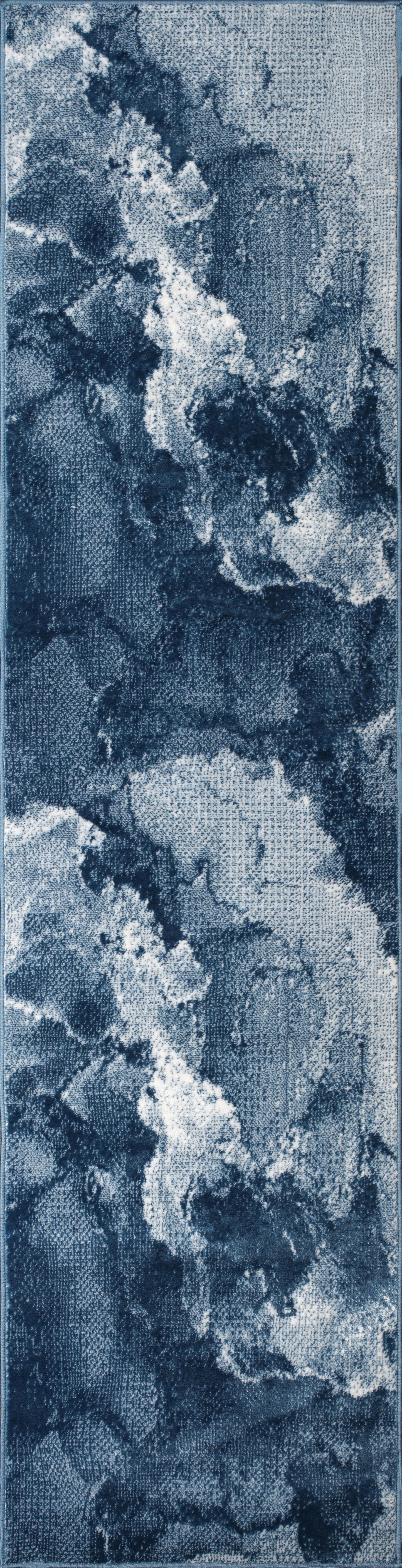 Azra Blue Abstract Contemporary Marble Minimal Design Area Rug La Dole Rugs