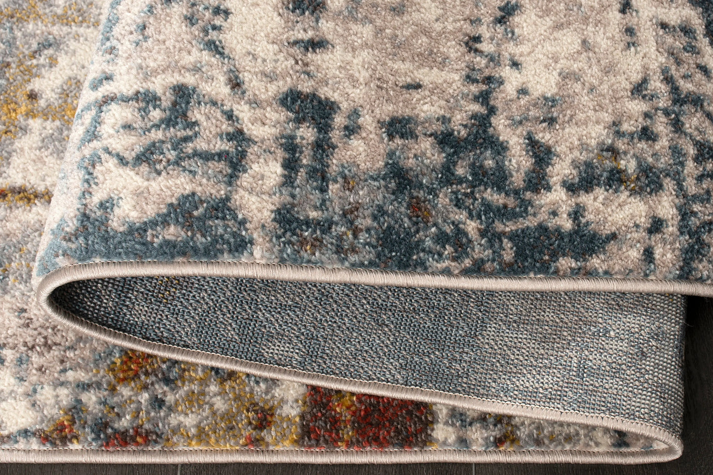 Beige Blue Abstract Area Rug For Living Room