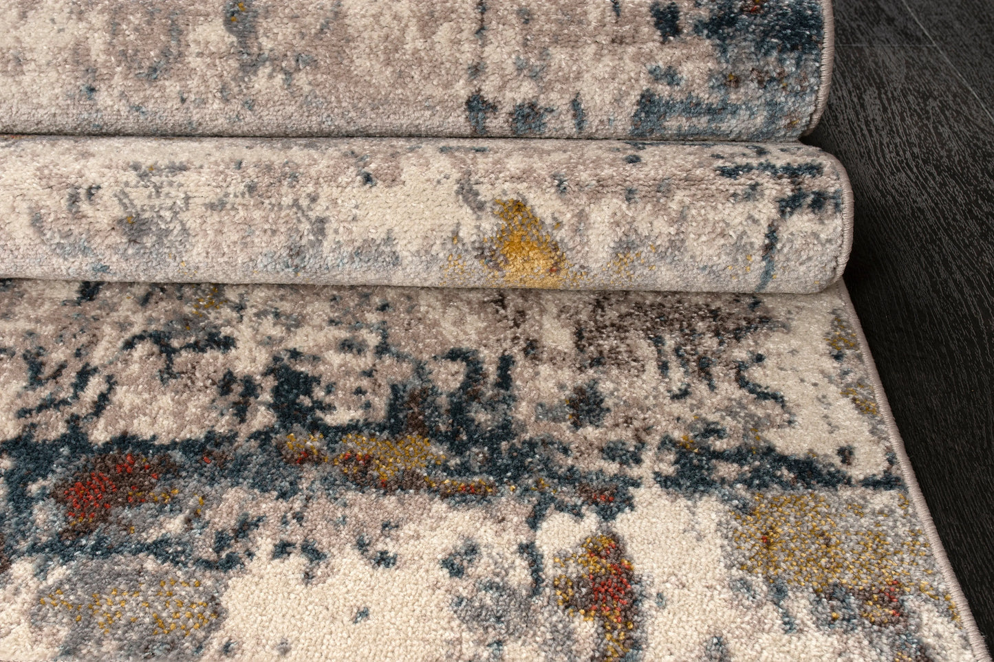 Beige Blue Abstract Area Rug For Living Room