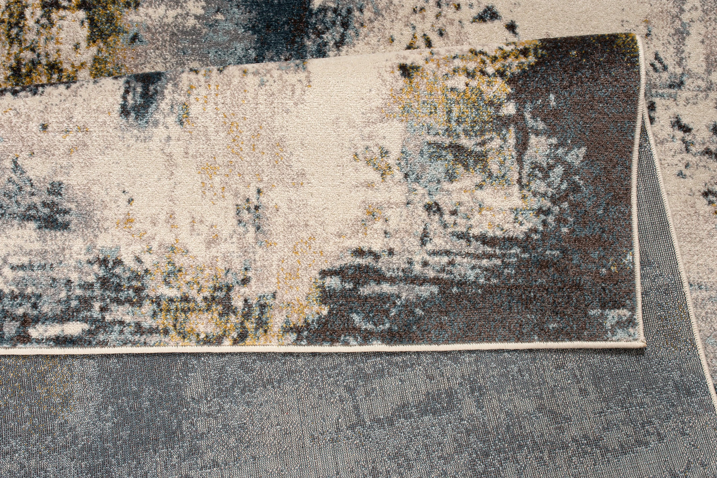 Beige Blue Multicolor Abstract Rustic Living Room Rugs