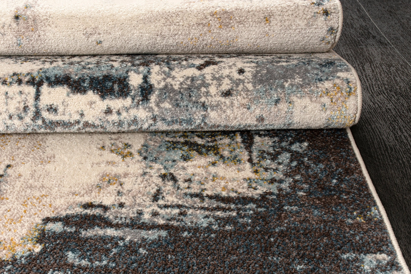 Beige Blue Multicolor Abstract Rustic Living Room Rugs