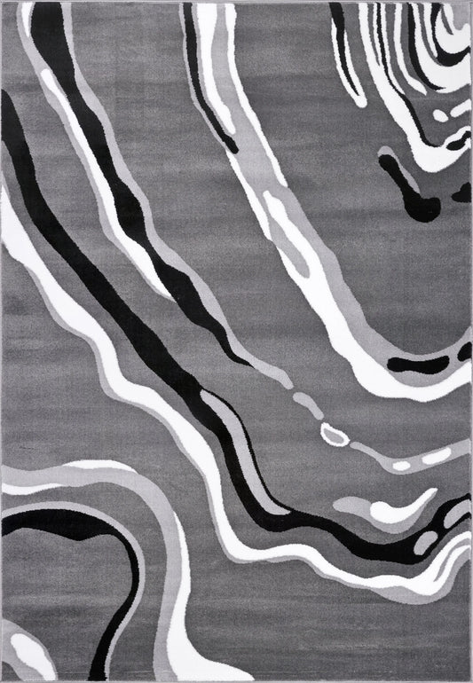 Calvin Grey Black Abstract Area Rug - Ladolerugsca
