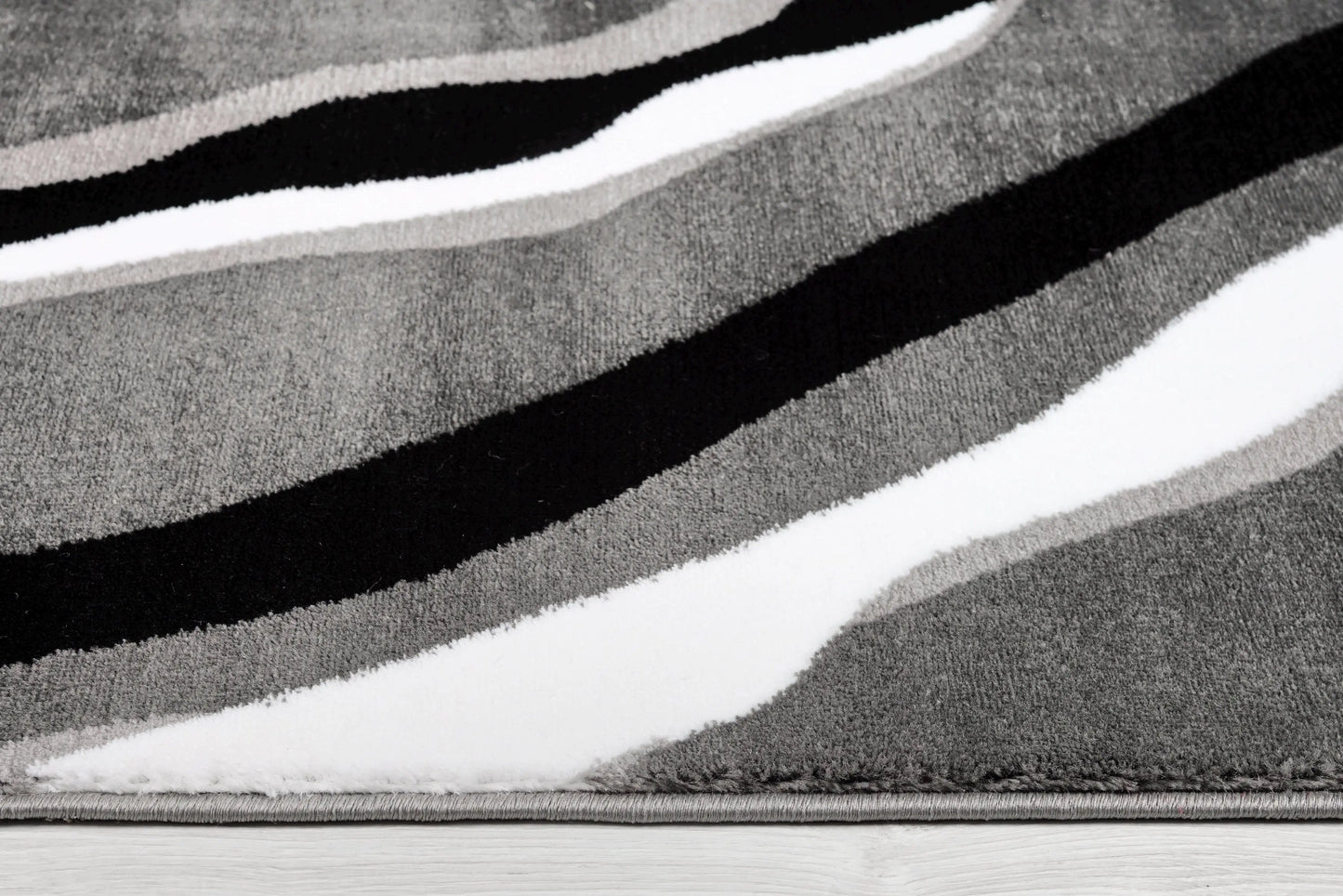 Calvin Grey Black Abstract Area Rug - Ladolerugsca