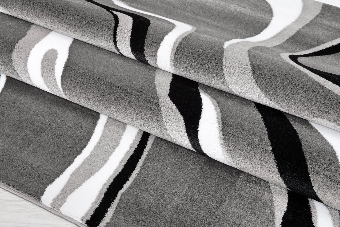 Calvin Grey Black Abstract Area Rug - Ladolerugsca