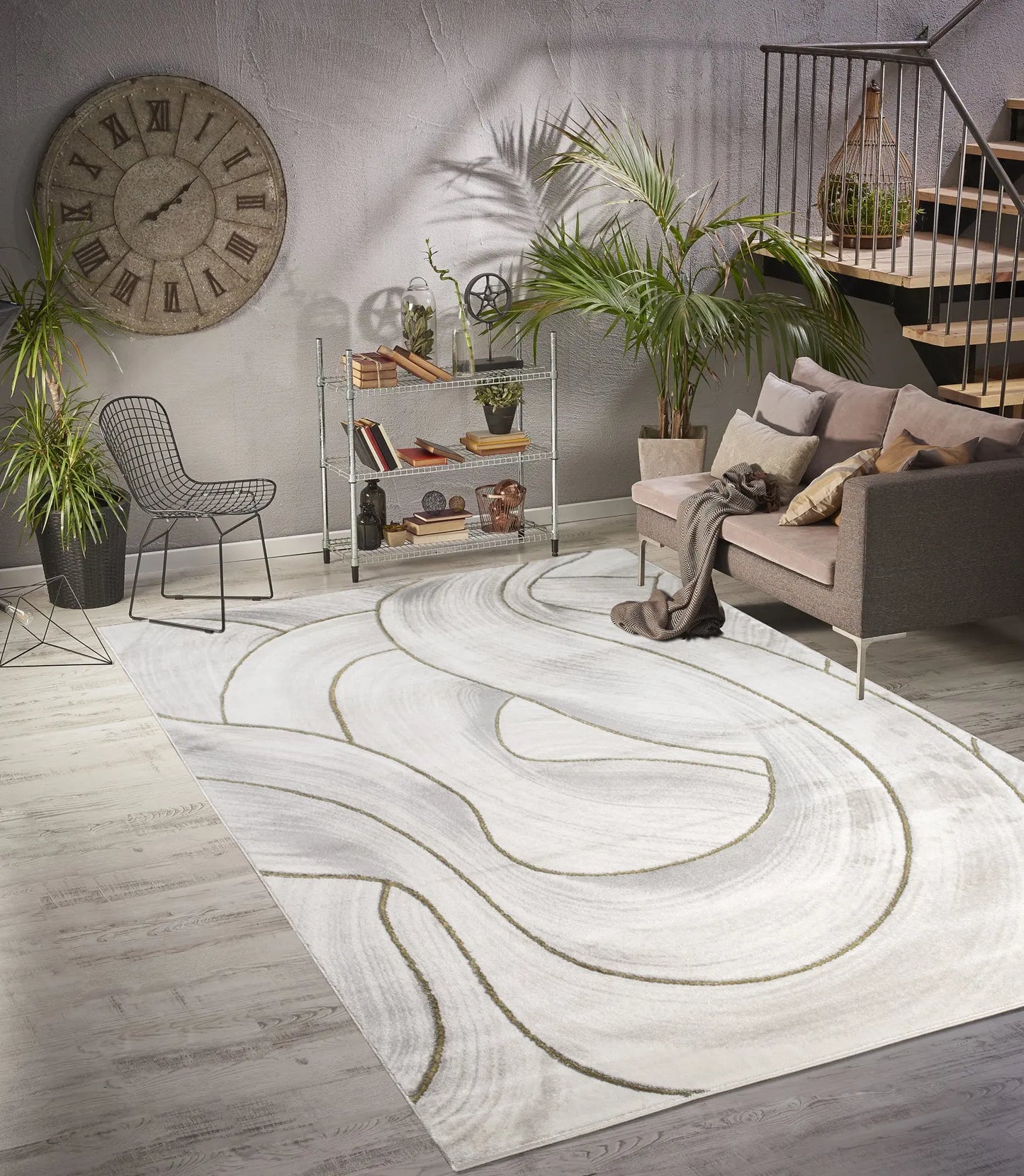 grey gold abstract luxury modern minimalist contemporary area rug 2x5, 3x5 Runner Rug, Entry Way, Entrance, Balcony, Bedside, Home Office, Table Top
