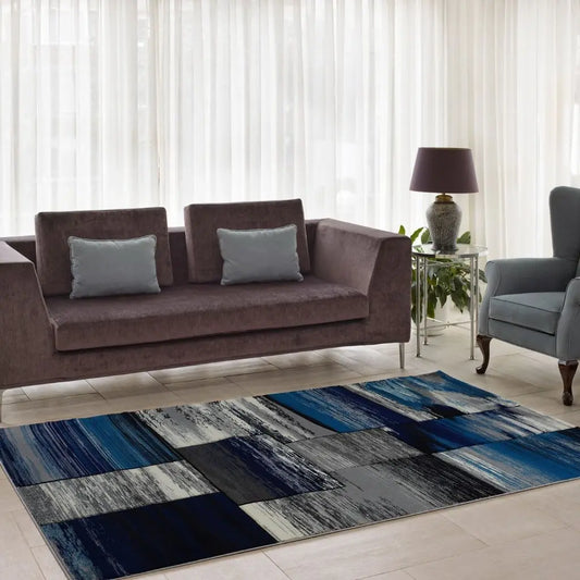 Copper Blue Grey Area Rug -