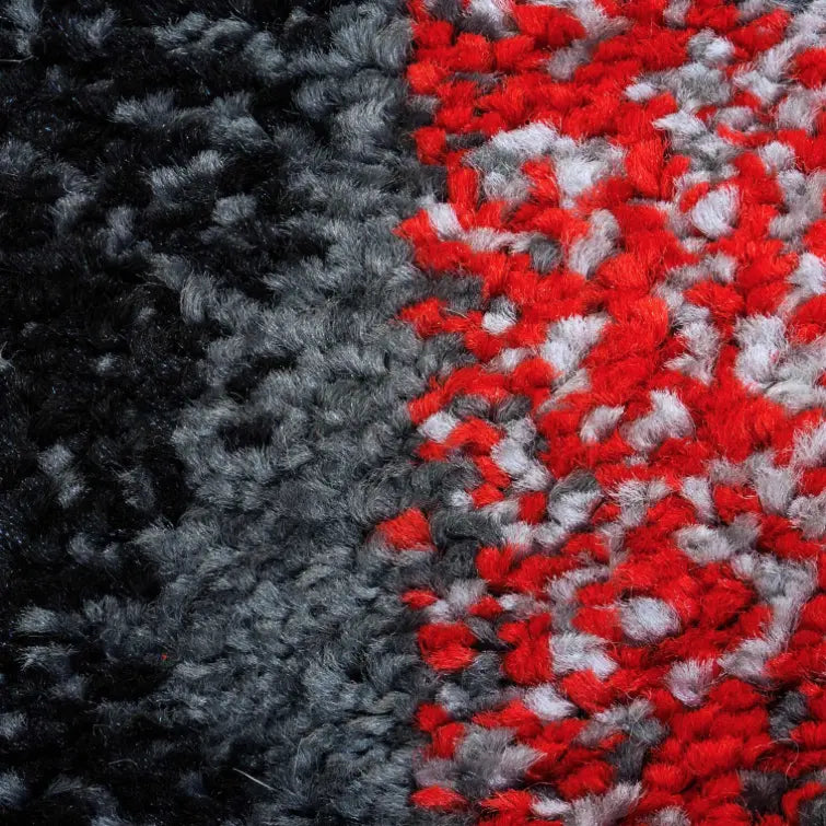 Copper Abstract Area Rug Grey Red -