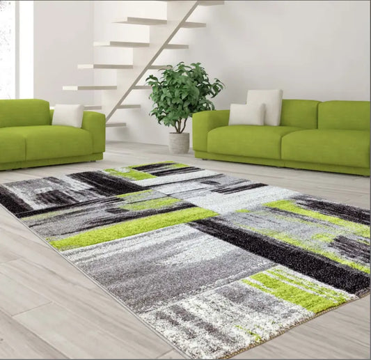 Copper Abstract Area Rug Grey Green -