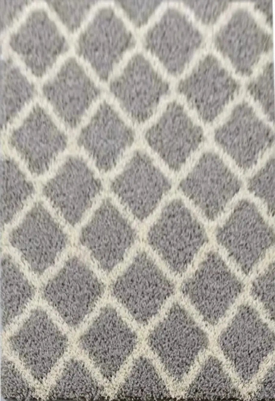 Grey Cream Trellis Area Rug - Ladolerugsca