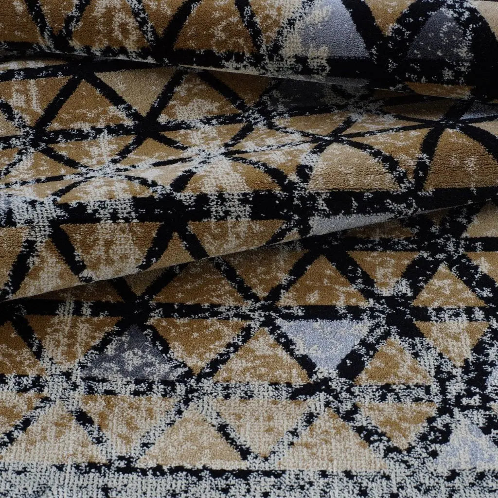 Diamond Gold Triangle Pattern Area Rug -