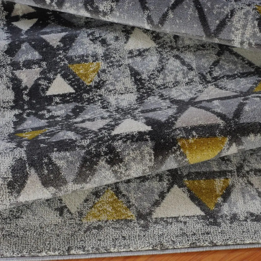 Diamond Grey Triangles Geometric Area Rug -