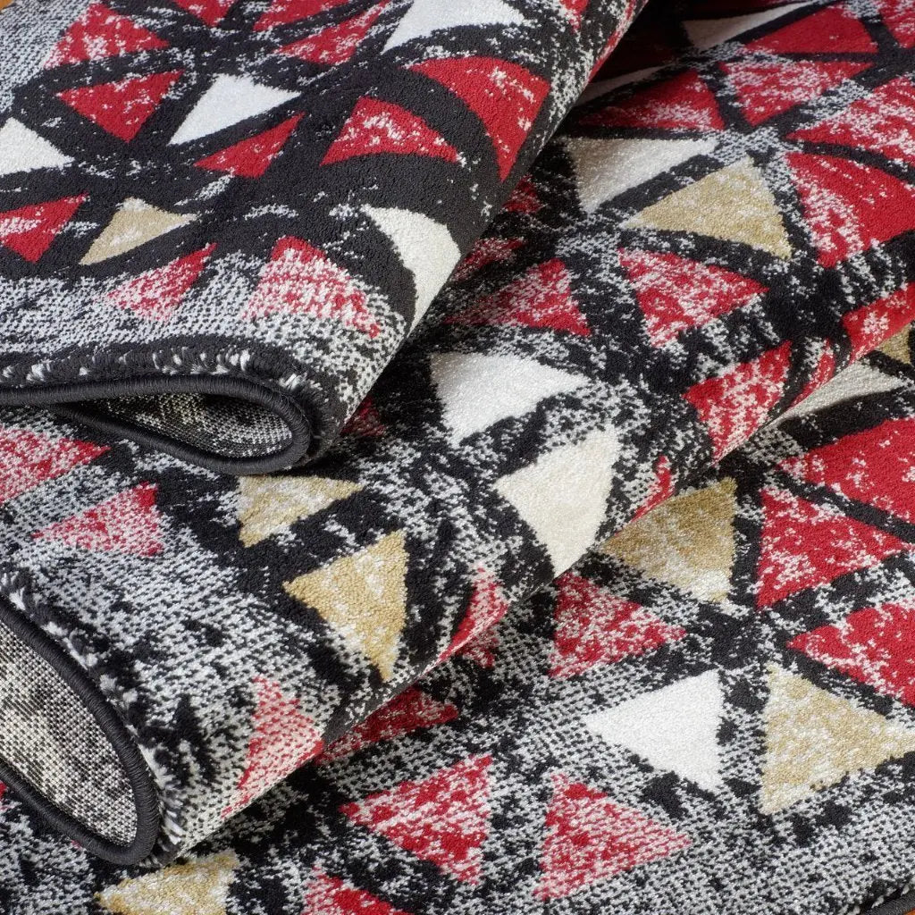 Diamond Currant Red Triangles Area Rug -