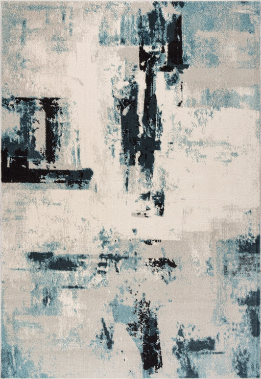 la dole rugs light dark blue beige rustic pattern abstract modern minimalistic area rug 2x5, 3x5 Runner Rug, Entry Way, Entrance, Balcony, Bedside, Home Office, Table Top