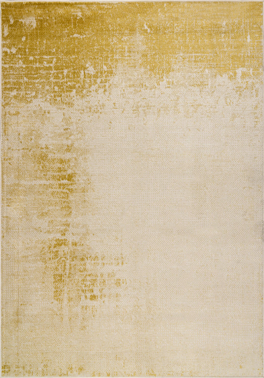 Azra Yellow Mustard Canary Amber Abstract Contemporary Marble Minimal Design Area Rug La Dole Rugs
