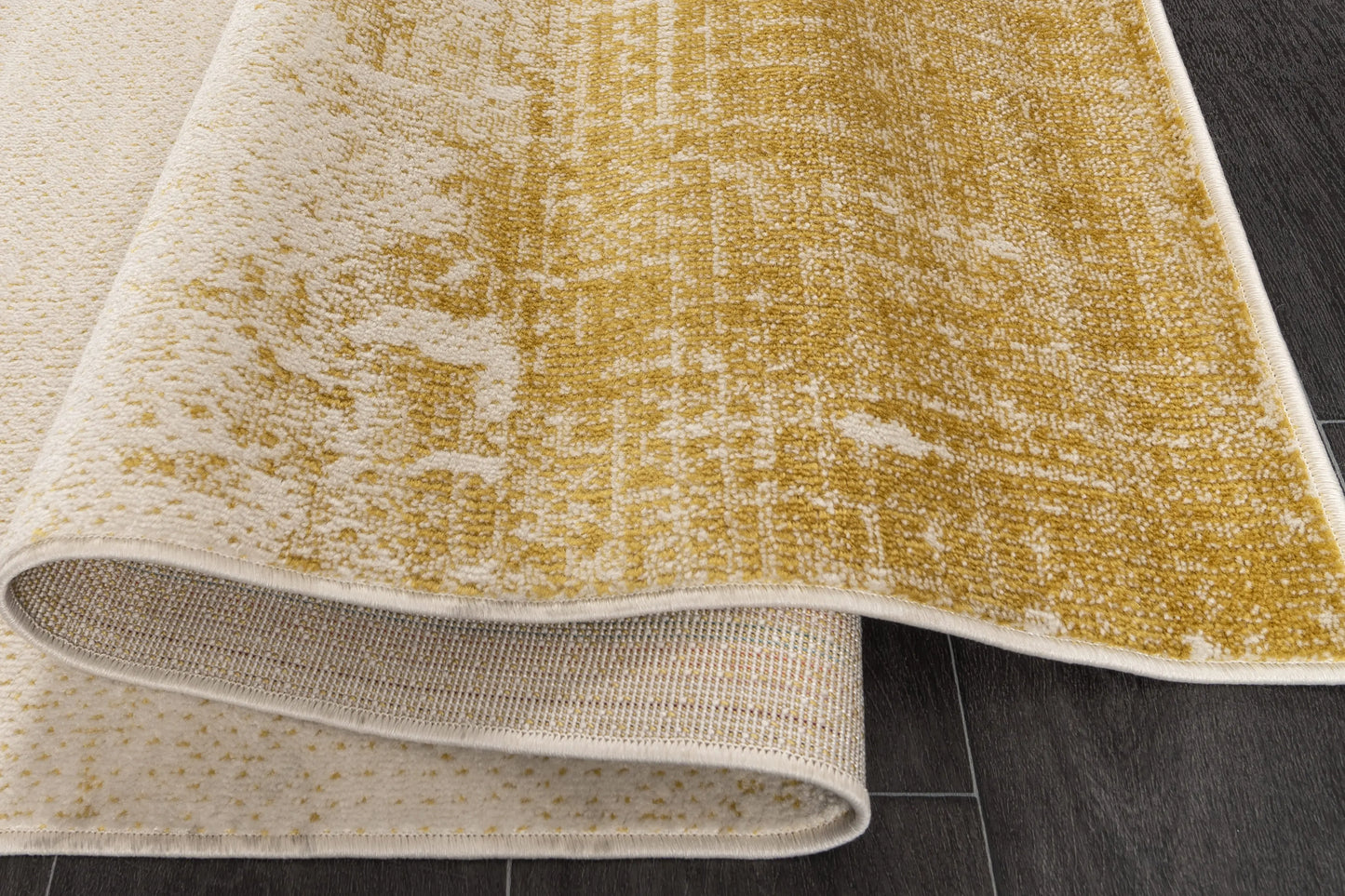 Azra Yellow Mustard Canary Amber Abstract Contemporary Marble Minimal Design Area Rug La Dole Rugs