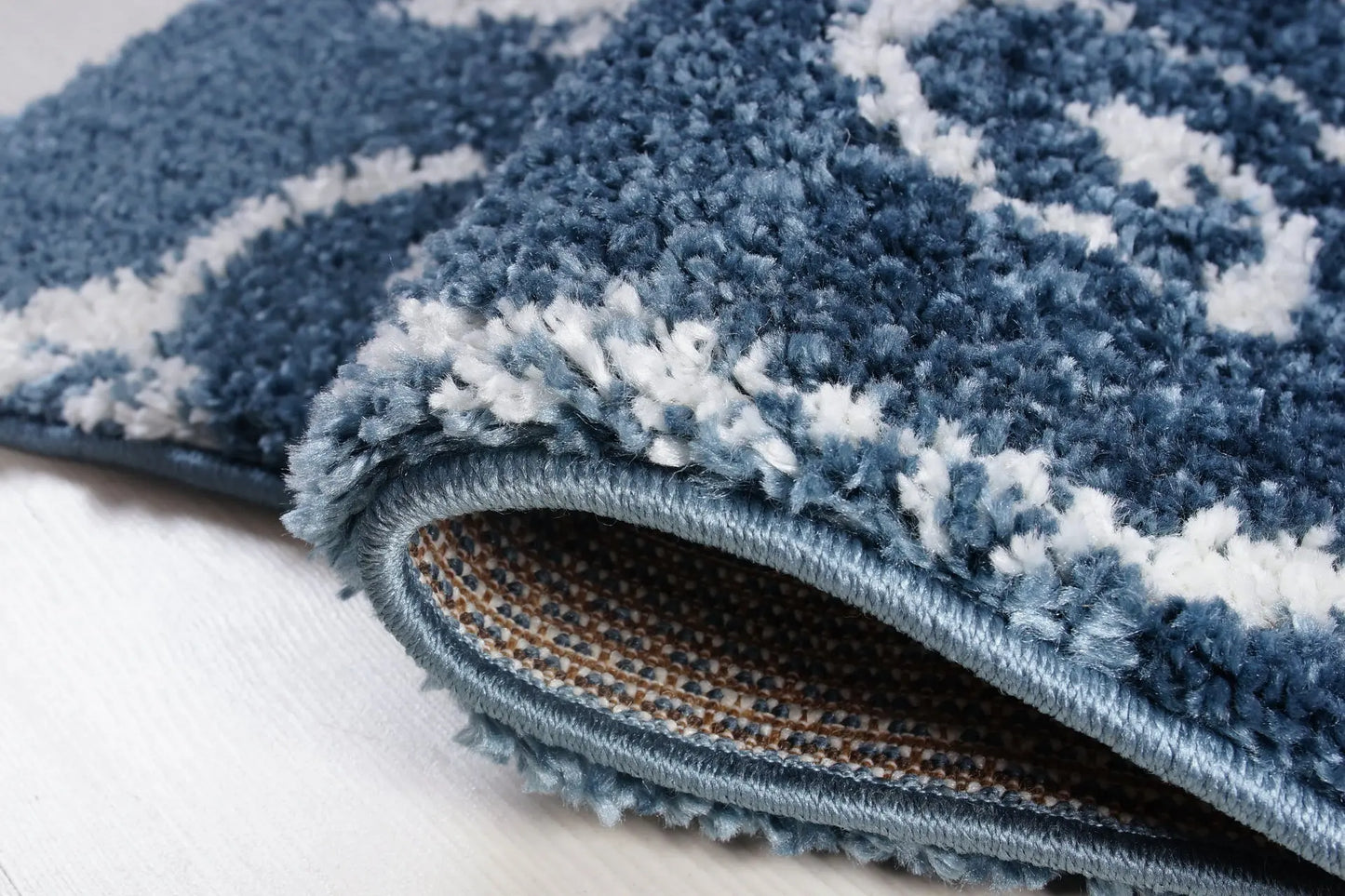ladole rugs shaggy rabat abstract pattern sustainable spirals style indoor small mat doormat rug in blue white 110 x 211 57cm x 90cm 2x8, 3x10, 2x10 ft Long Runner Rug, Hallway, Balcony, Entry Way, Kitchen, Stairs