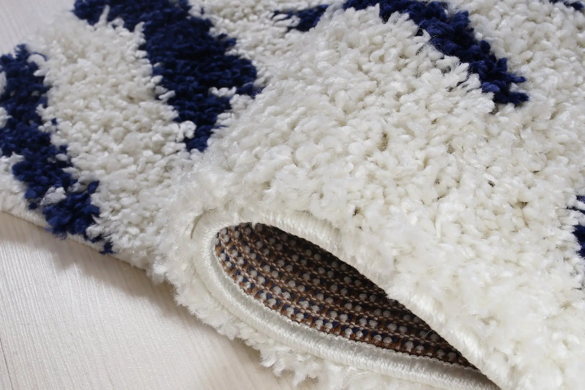 ladole rugs shaggy kenitra european abstract soft polypropylene modern small mat doormat rug in white dark blue 110 x 211 57cm x 90cm 6x8, 6x9 ft Living Room, Bedroom, Dining Area, Kitchen Carpet