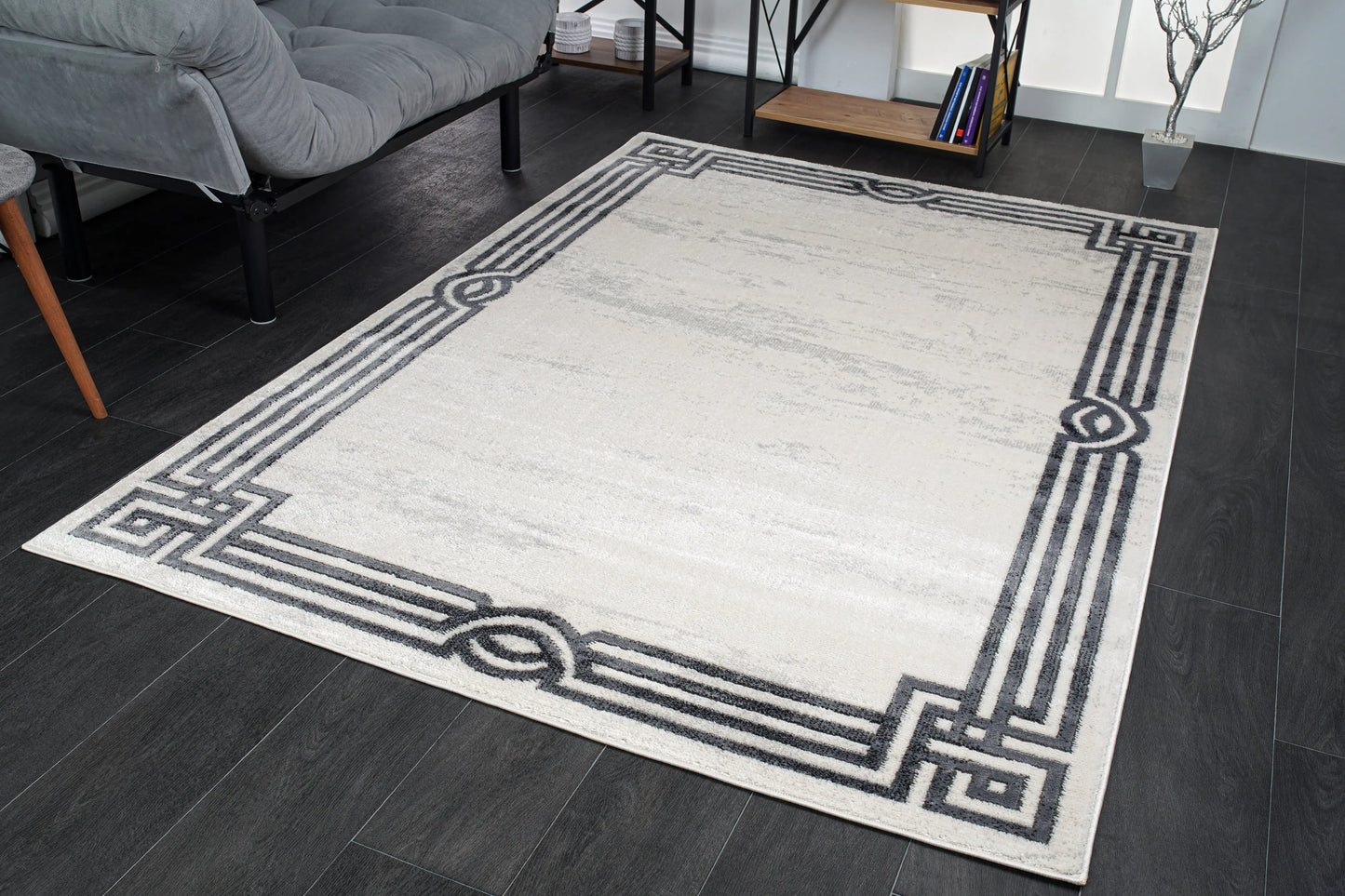 lucas dark light grey modern straps design area rug 2x8, 3x10, 2x10 ft Long Runner Rug, Hallway, Balcony, Entry Way, Kitchen, Stairs