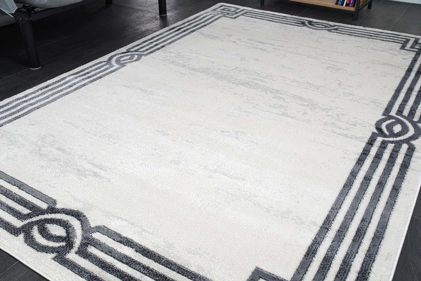 lucas dark light grey modern straps design area rug 8x10, 8x11 ft Large Living Room Carpet, Bedroom, Kitchen
