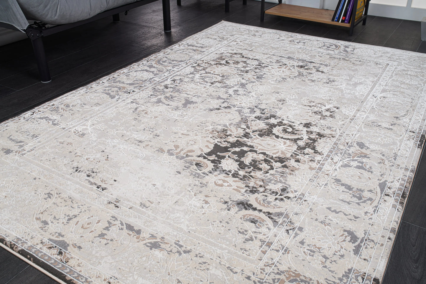 quadro grey ivory brown rustic modern persian area rug 8x10, 8x11 ft Large Living Room Carpet, Bedroom, Kitchen