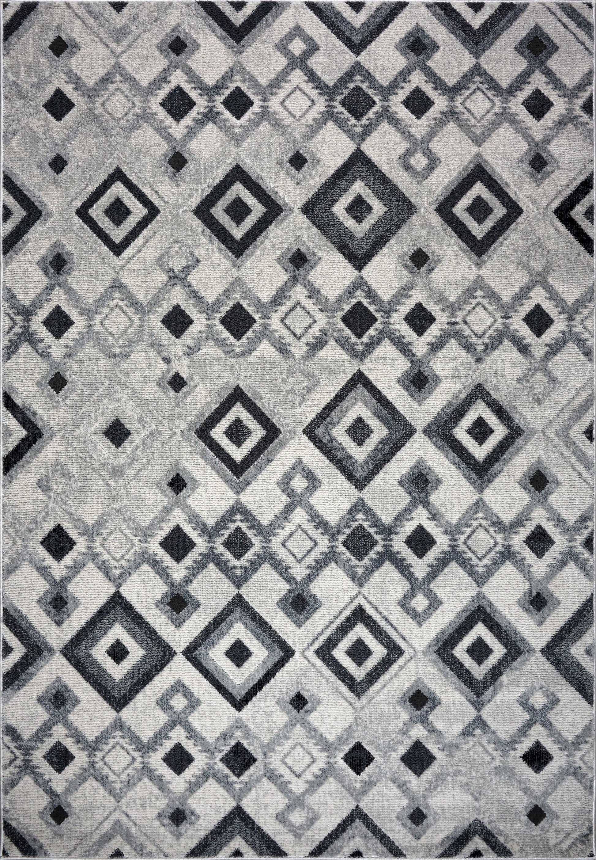 lucas dark light grey modern geometric area rug diamond pattern 2x5, 3x5 Runner Rug, Entry Way, Entrance, Balcony, Bedside, Home Office, Table Top