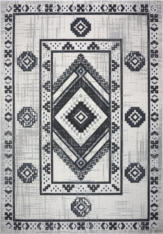lucas dark light grey modern bordered geometric area rug 2x5, 3x5 Runner Rug, Entry Way, Entrance, Balcony, Bedside, Home Office, Table Top