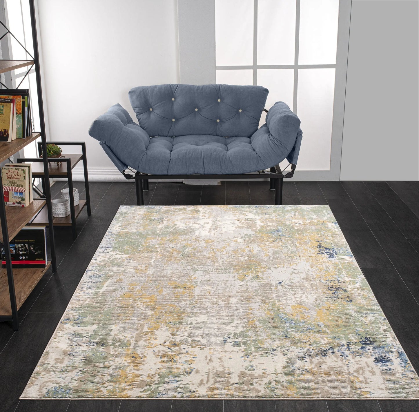 Quadro Beige Yellow Green Multicolor Rustic Abstract Modern Textured Area Rug La Dole Rugs