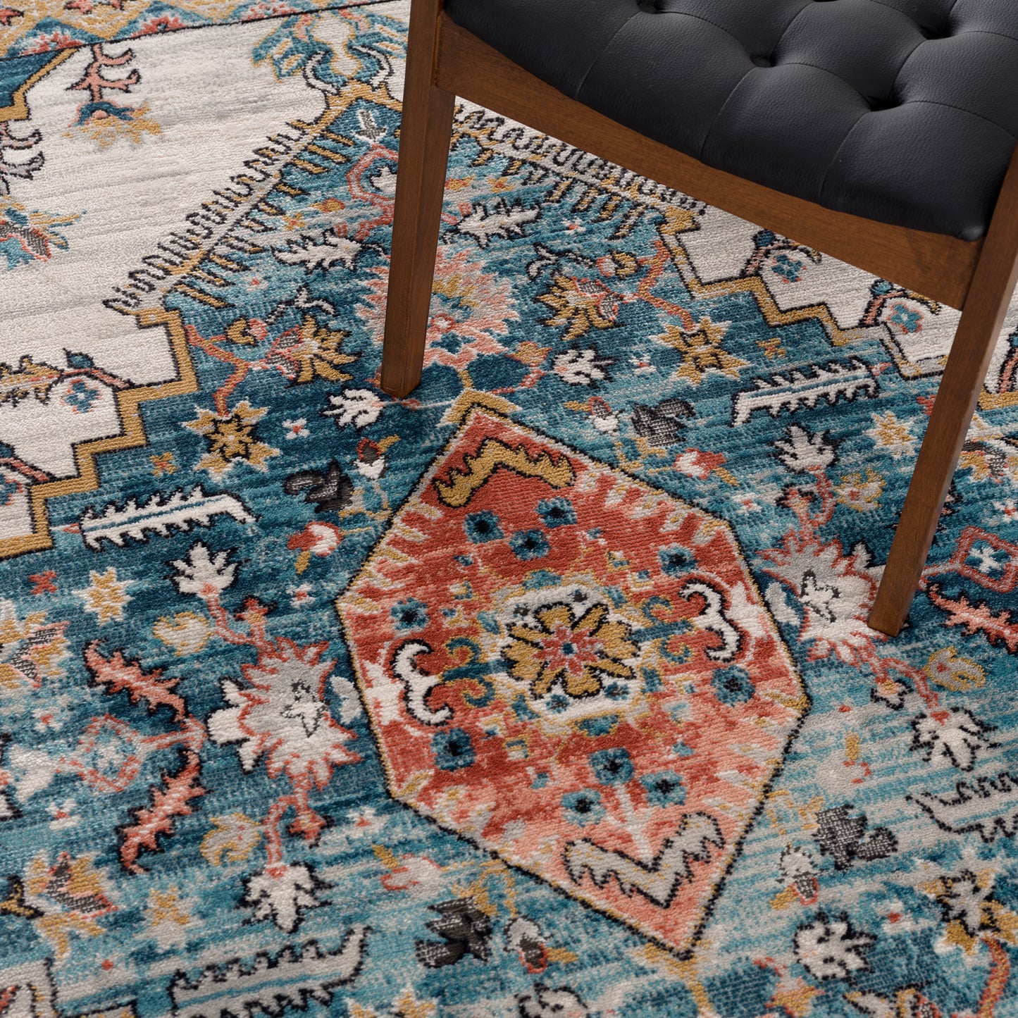 la dole rugs traditional bordered navajo vintage teal turquoise ivory red orange area rug 5x7, 5x8 ft Contemporary, Living Room Carpet, Bedroom, Home Office