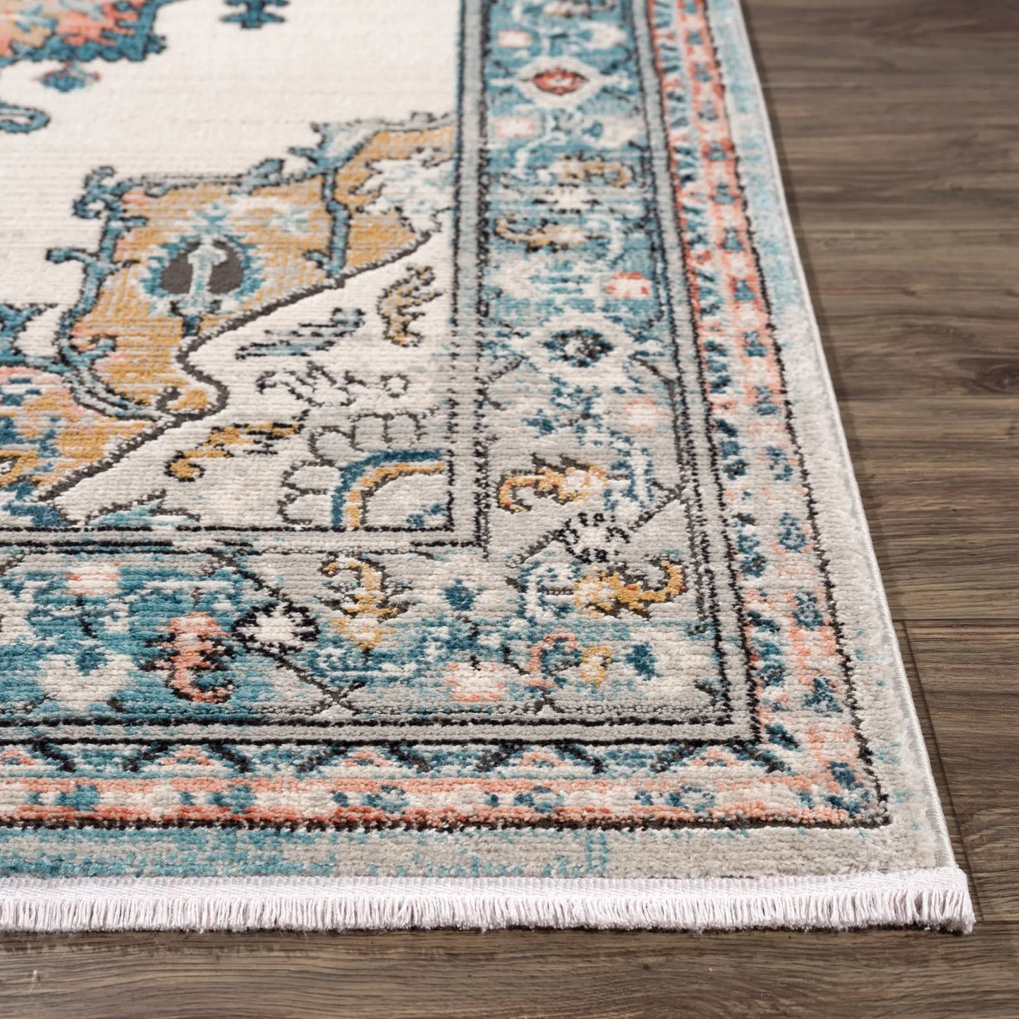 la dole rugs traditional persian bordered ikat turquoise ivory red orange area rug 5x7, 5x8 ft Contemporary, Living Room Carpet, Bedroom, Home Office