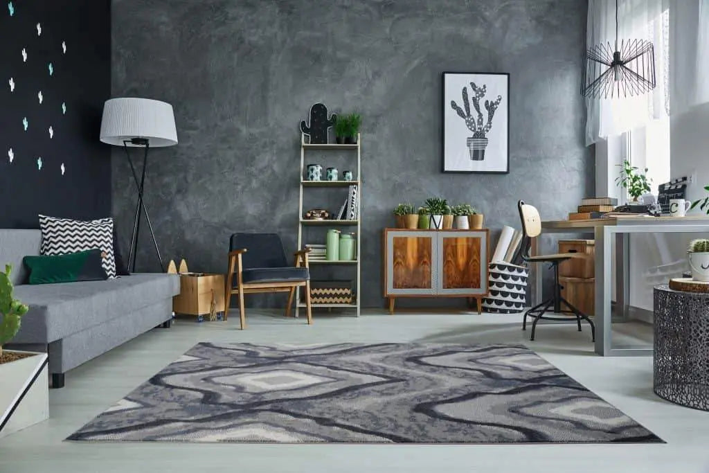 Etobicoke Gray Cream Abstract Diamond Area Rug -