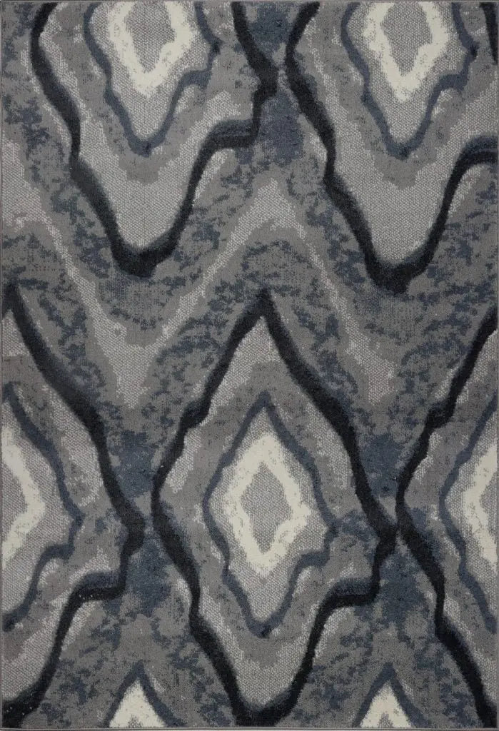 Etobicoke Gray Cream Abstract Diamond Area Rug -