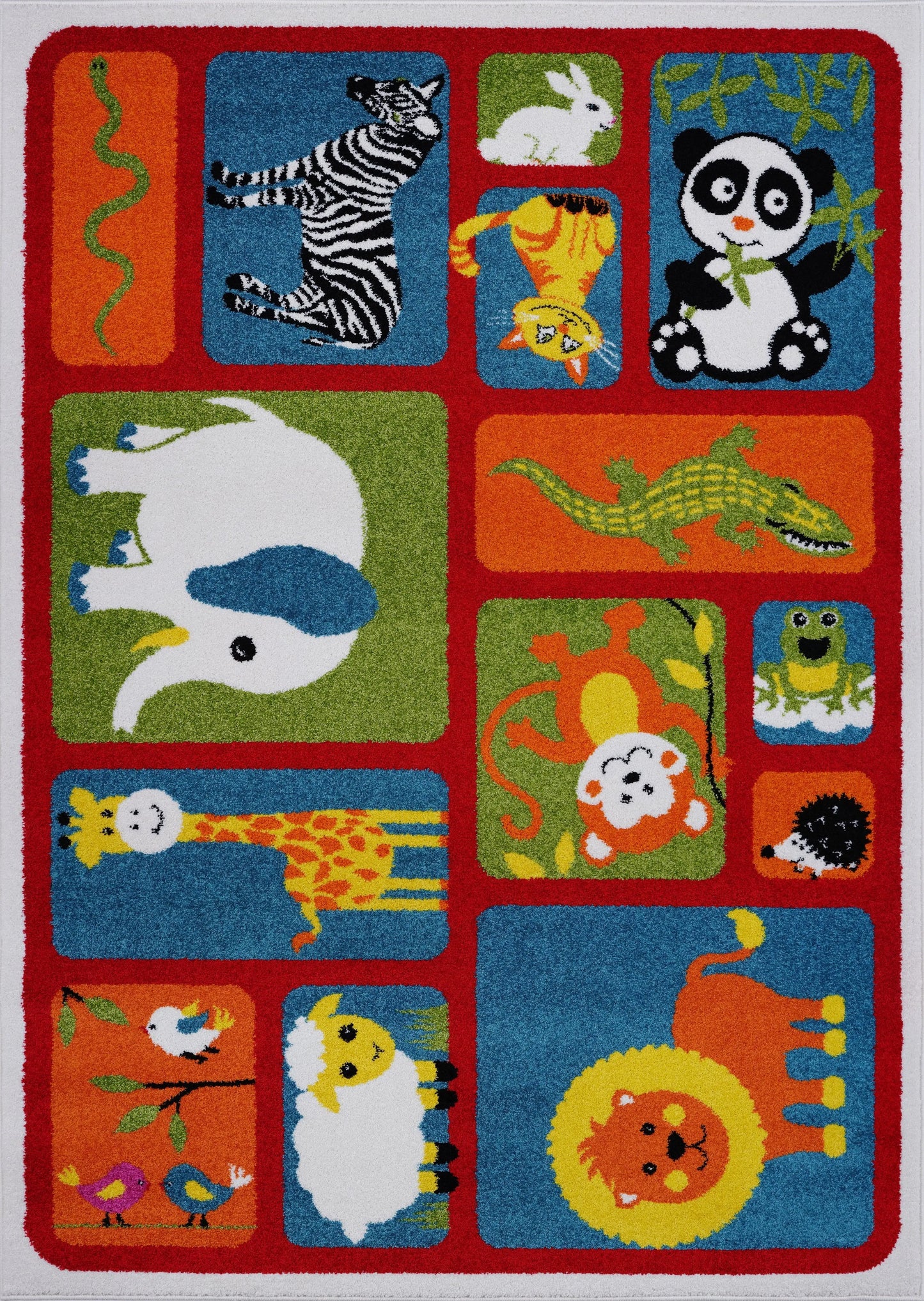 Red Multi Animals Area Rug