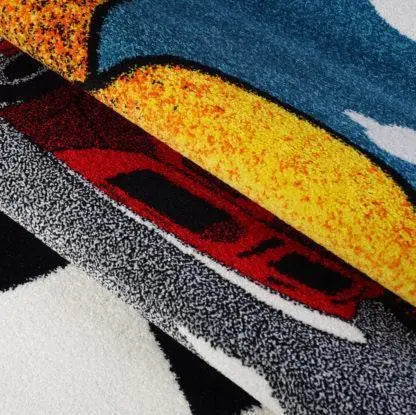 Red Black Car Kids Area Rug - Ladolerugsca