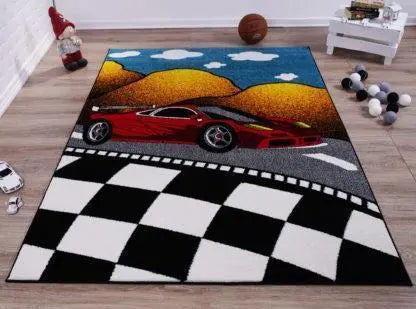 Red Car Kids Area Rug