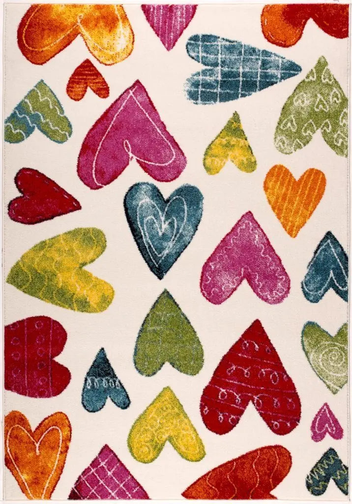 cream multi hearts area rug 4x6, 4x5 ft Small Carpet, Home Office, Living Room, Bedroom