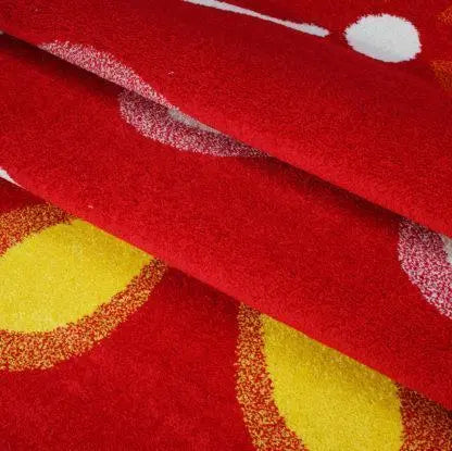 Cream Red Color Block Flowers Area Rug - Ladolerugsca