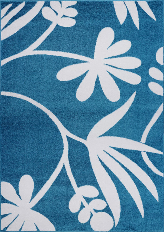 Blue Flower Area Rug