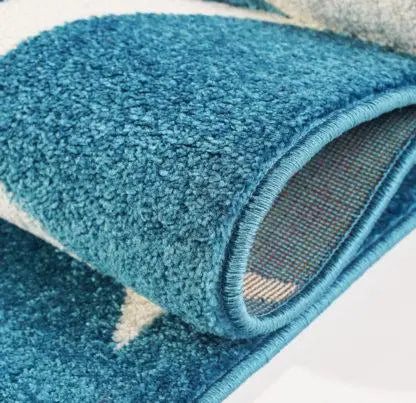Teal Blue White Area Rug
