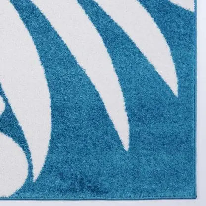 Blue Cream Botanical Area Rug - Ladolerugsca