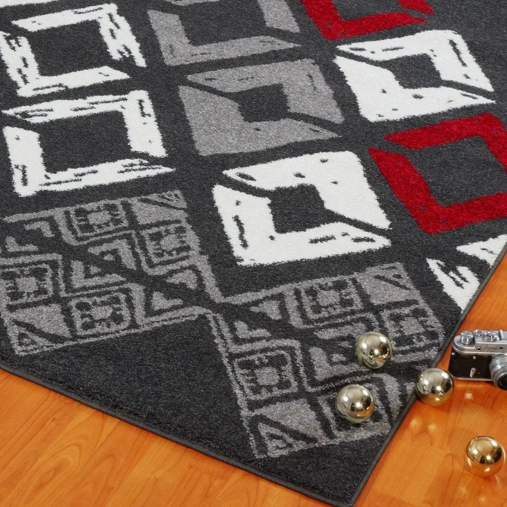 Flash Gray Geometric Area Rug -