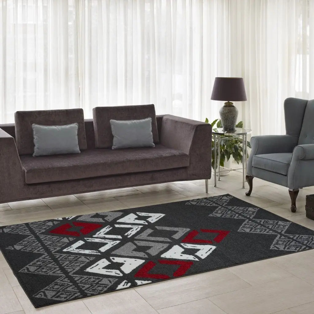Flash Gray Geometric Area Rug -