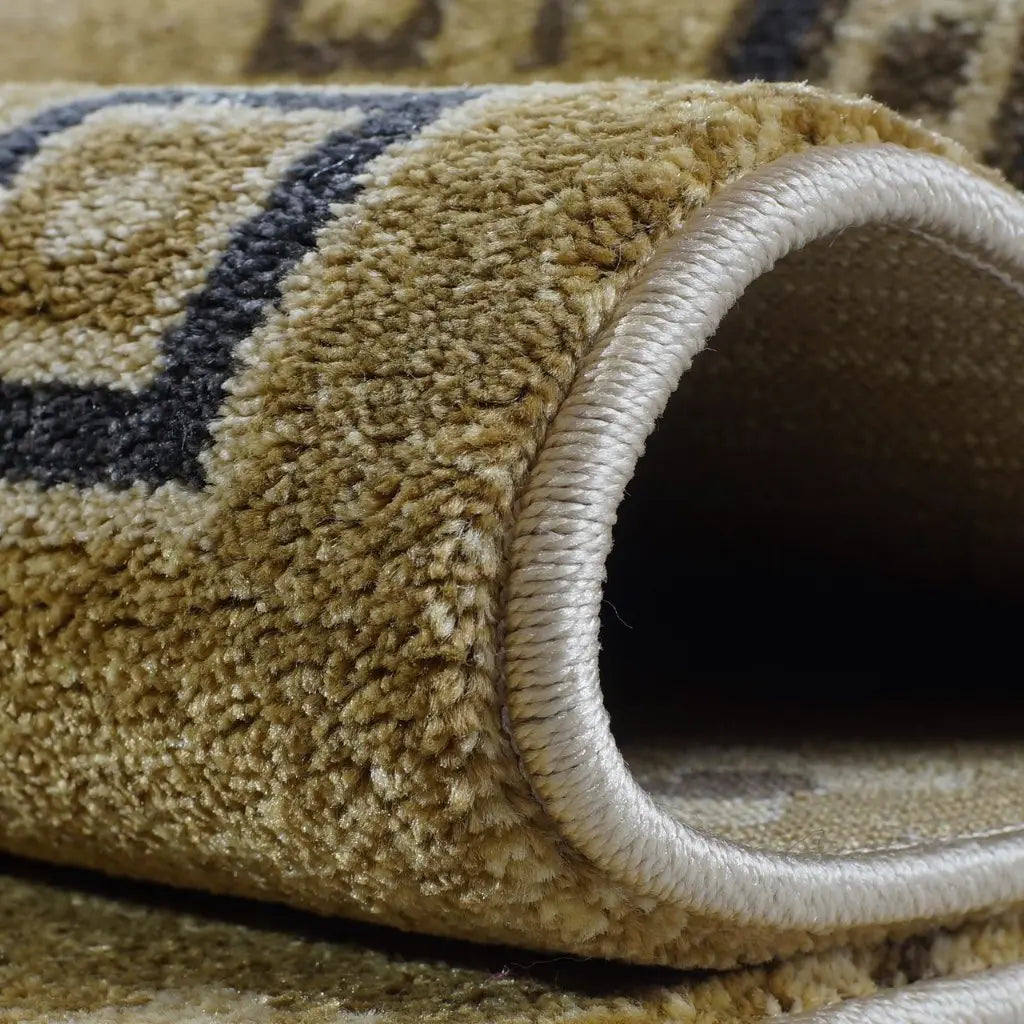 Guinea Cream Grey Border Design Area Rug -