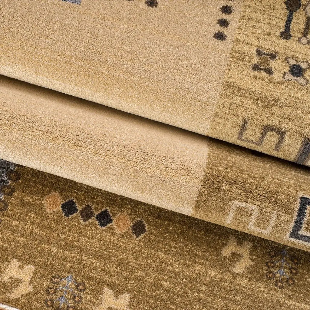 Guinea Cream Grey Border Design Area Rug -