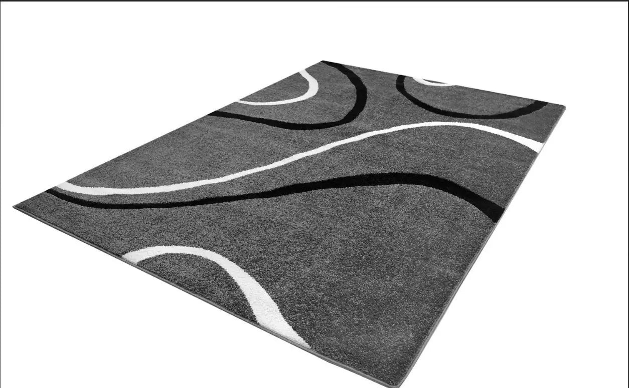 Turkish Grey Contemporary Spiral Area Rug -
