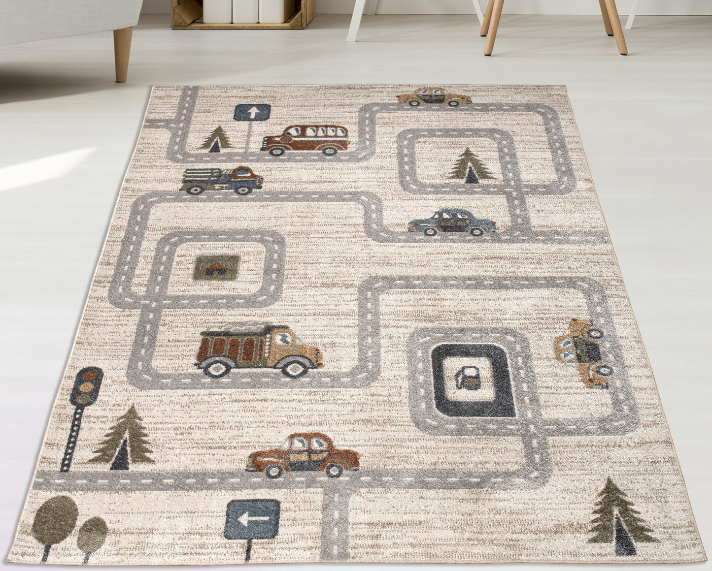 grey beige machine washable cars and roads kids nursery play room area rug 2x3 Doormat, Entrance, Balcony, Bathroom, Washroom