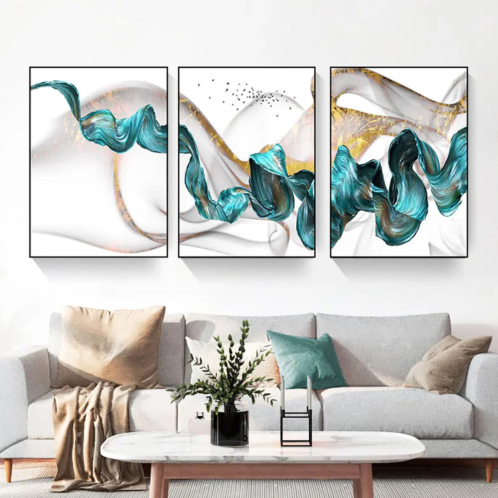 Ladole Painted Golden Jade Splash Textured Abstract Art Decor