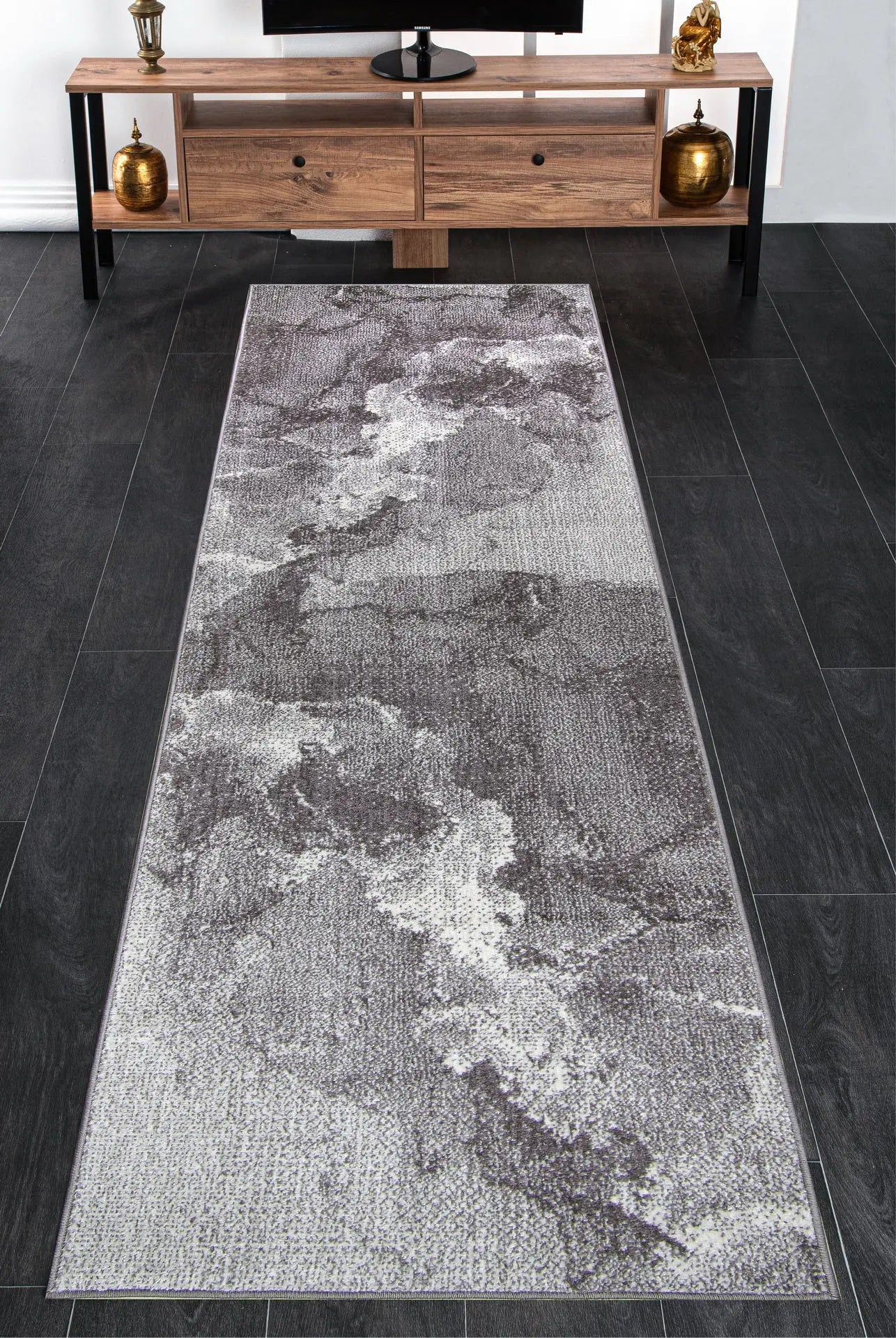 Logan Rustic Marble Design Modern Dark Grey Carpet